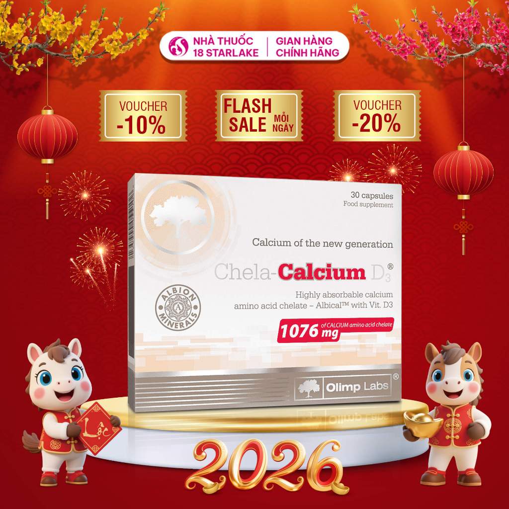 Chela-Calcium D3 Olimp Labs – Bổ Sung Canxi & Vitamin D3 Giúp Xương Chắc Khỏe, Hạn Chế Loãng Xương (