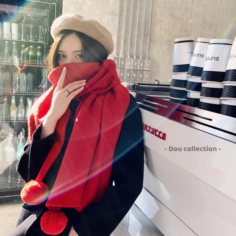 [Peinn] Khăn Len Choàng Cổ Unisex, Khăn Quàng Cashmere Cao Cấp Trơn Phối Bông Lông Thỏ Giữ Ấm  - Mã 