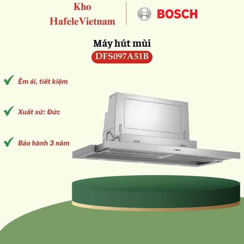 Máy hút mùi Bosch DFS097A51B Series 4 – Âm tủ 90 cm, hút mạnh mẽ