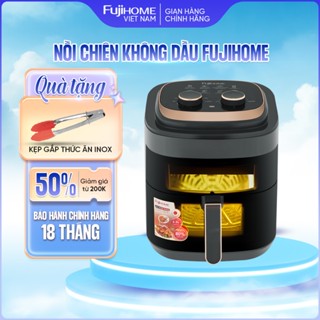 Nồi chiên không dầu cơ 6,5L FUJIHOME nhập khẩu, nồi chiên ko dầu mặt kính công suất 1600W tự ngắt tặng kèm kẹp gắp