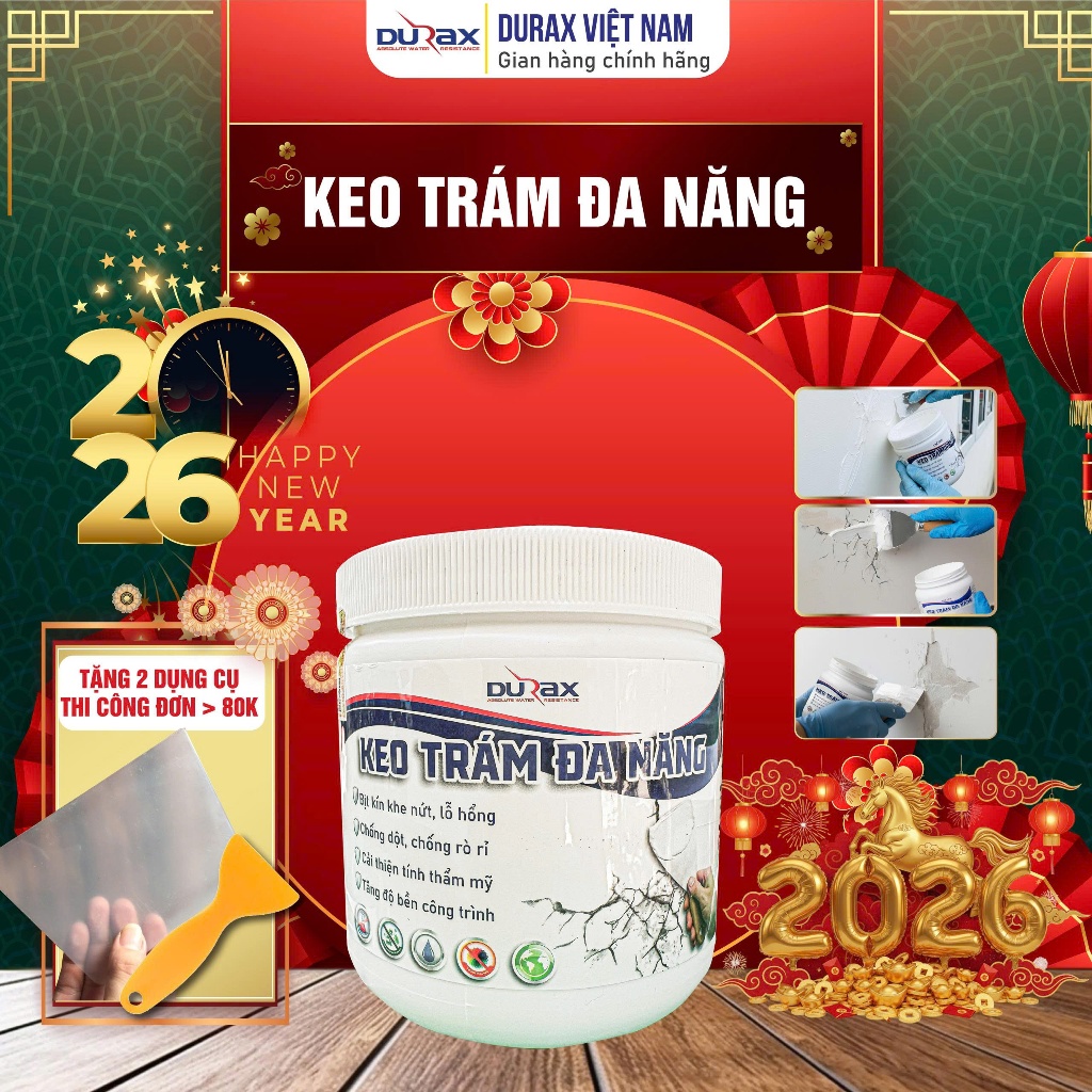   650Gr  Keo Vá Tường  DURAX Trám Trét Vết Nứt Khe Hở Tường  Chống Mốc Ẩm Làm Sạch Tường 