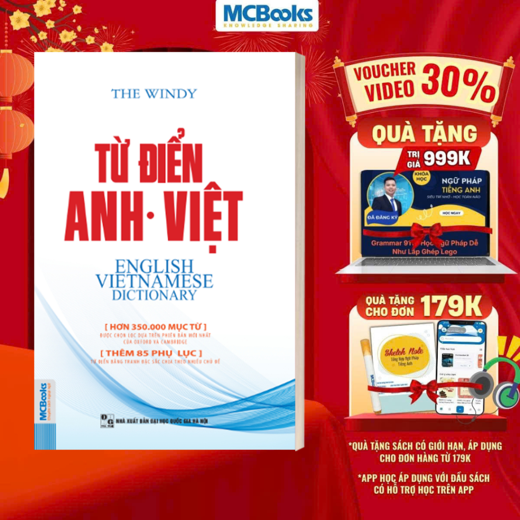 Sách - Từ Điển Anh VIệt Phiên Bản Bìa Mềm Màu Trắng - Giải Nghĩa Đầy Đủ Ví Dụ Phong Phú