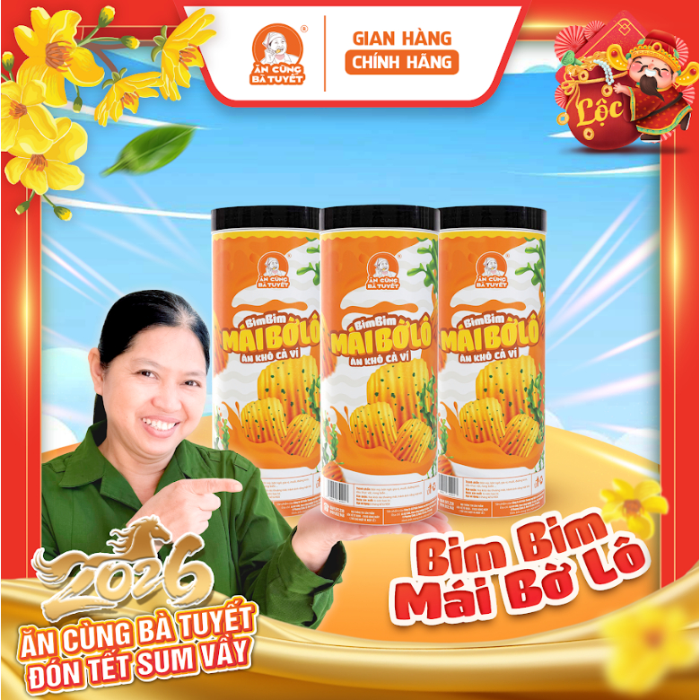   Hũ khổng lồ  Bim bim Mái Bờ Lô - Ăn Cùng bà Tuyết - Đồ Ăn Vặt Việt Nam M15 