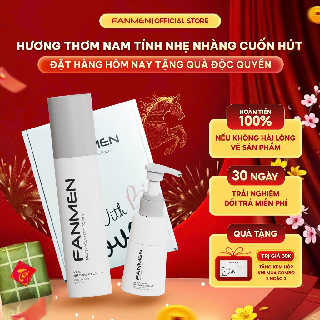 [COMBO QUÀ TẶNG CHO NAM] Bộ Chăm Sóc Da Mặt Fanmen Sữa Rửa Mặt Và Toner Sạch Sâu Dưỡng Ẩm Combo Đẹp 