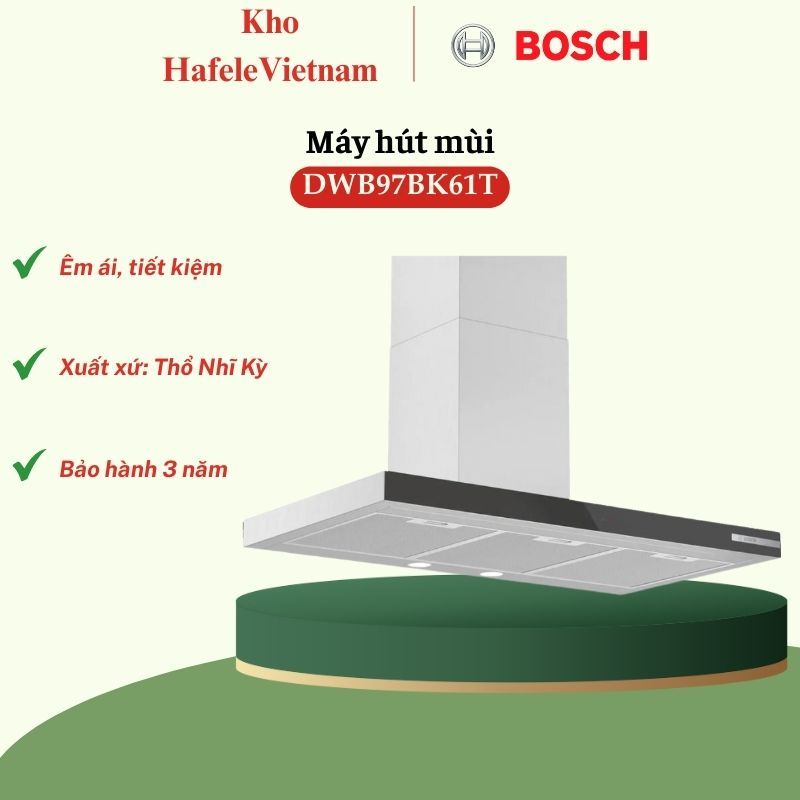 Máy hút mùi áp tường Bosch DWB97BK61T – 90 cm, hút mạnh mẽ