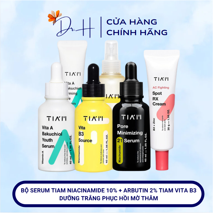 Bộ Serum TIAM Niacinamide 10% + Arbutin 2% Tiam Vita B3 Dưỡng Trắng Phục Hồi Mờ Thâm