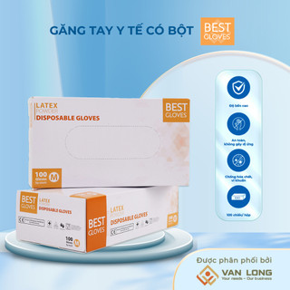   Hộp 100 chiếc  Găng tay y tế có bột găng tay cao su Best Gloves  Găng tay thăm khám  