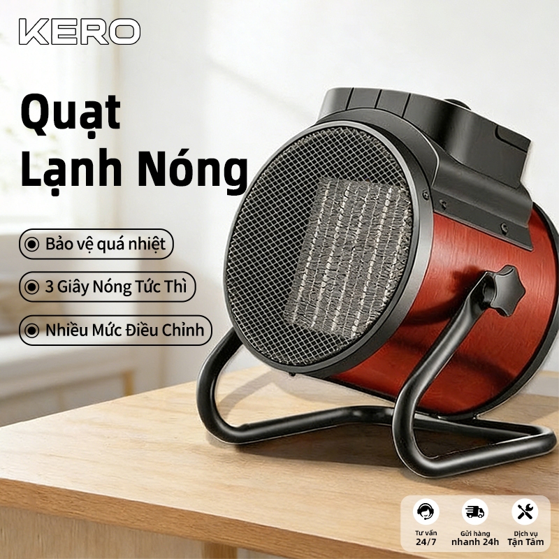 Máy Sưởi Để Bàn KERO 2000W - Tiết Kiệm Điện, An Toàn Tuyệt Đối: Chống Quá Nhiệt & Chống Nước IPX4, Sưởi Ấm Nhanh Chóng
