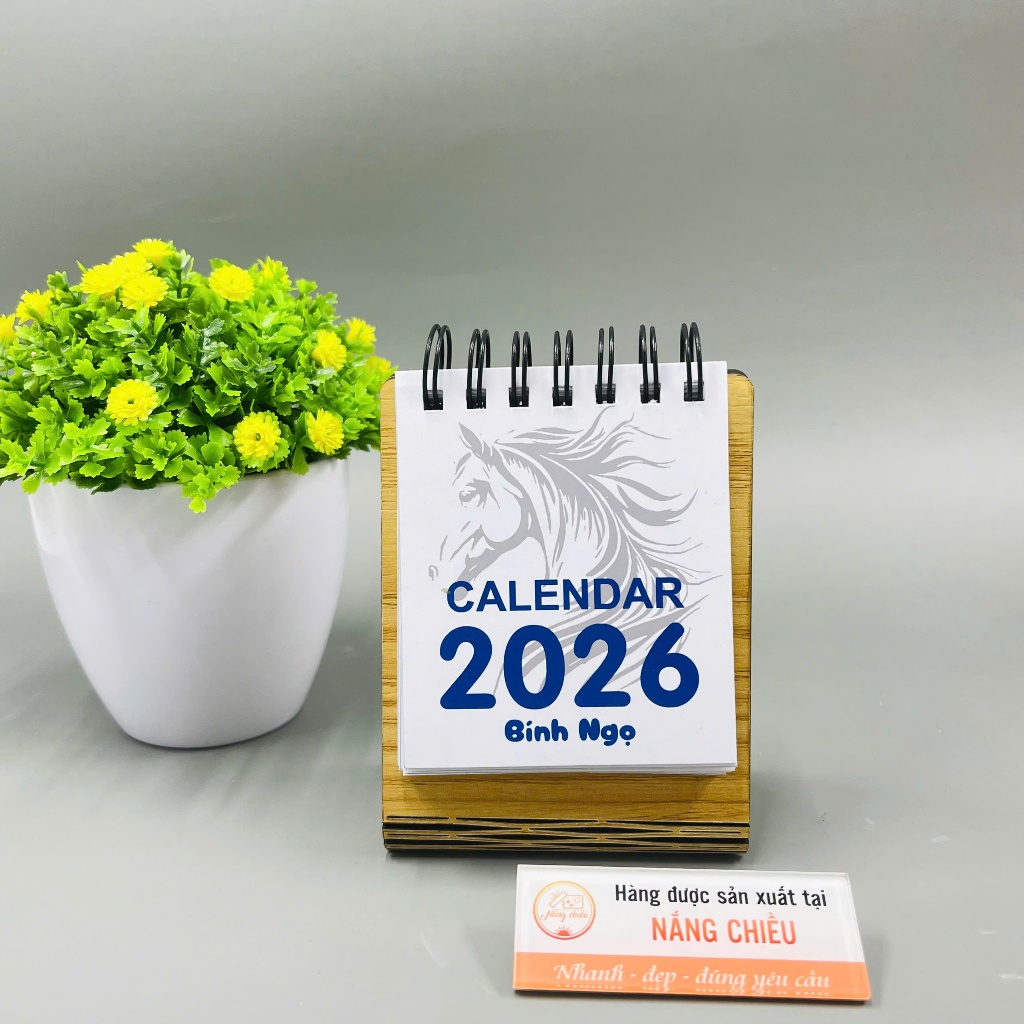 Lịch để bàn mini, lịch gỗ mini 2026, có lịch âm