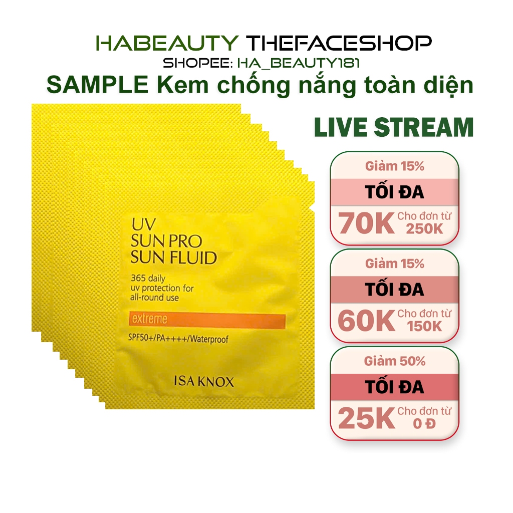 SAMPLE_Kem chống nắng Bảo vệ da toàn diện Chống thấm nước ISA KNOX UV SUN PRO SUN FLUID extreme SPF5