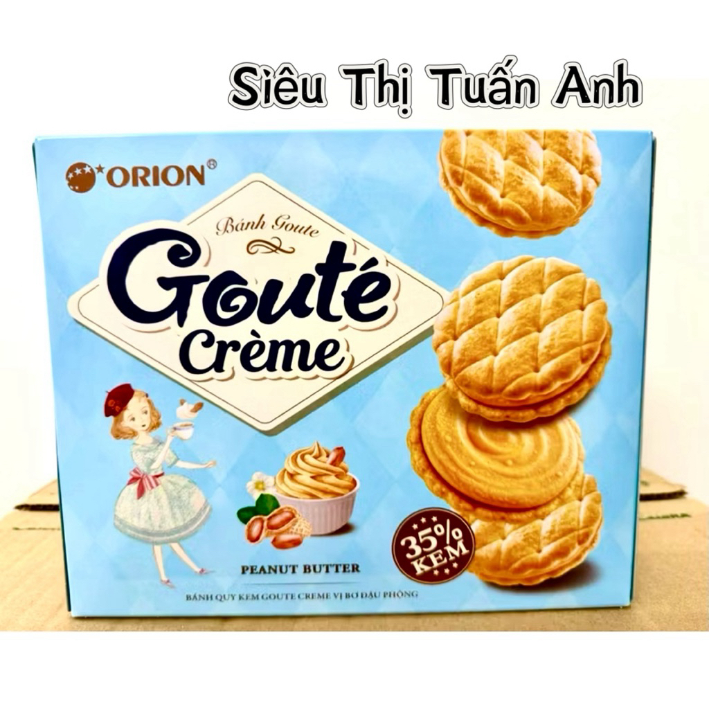 Bánh Quy Kem Goute Creme Orion Hương Vị Dâu Sữa Chua/Bơ Đậu Phộng Hộp 320g (16 gói)