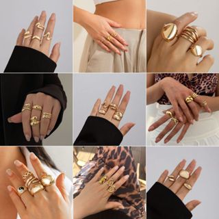 Bộ Nhẫn Nữ Hở Trơn Bằng Kim Loại Hình Dáng Không Đều NDCT03