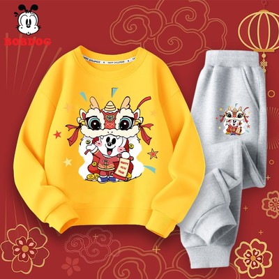 Bộ sweater cho bé BOBDOG, quần áo thu đông cho bé chất cotton da cá ấm áp in hình năm mới MX-KS162