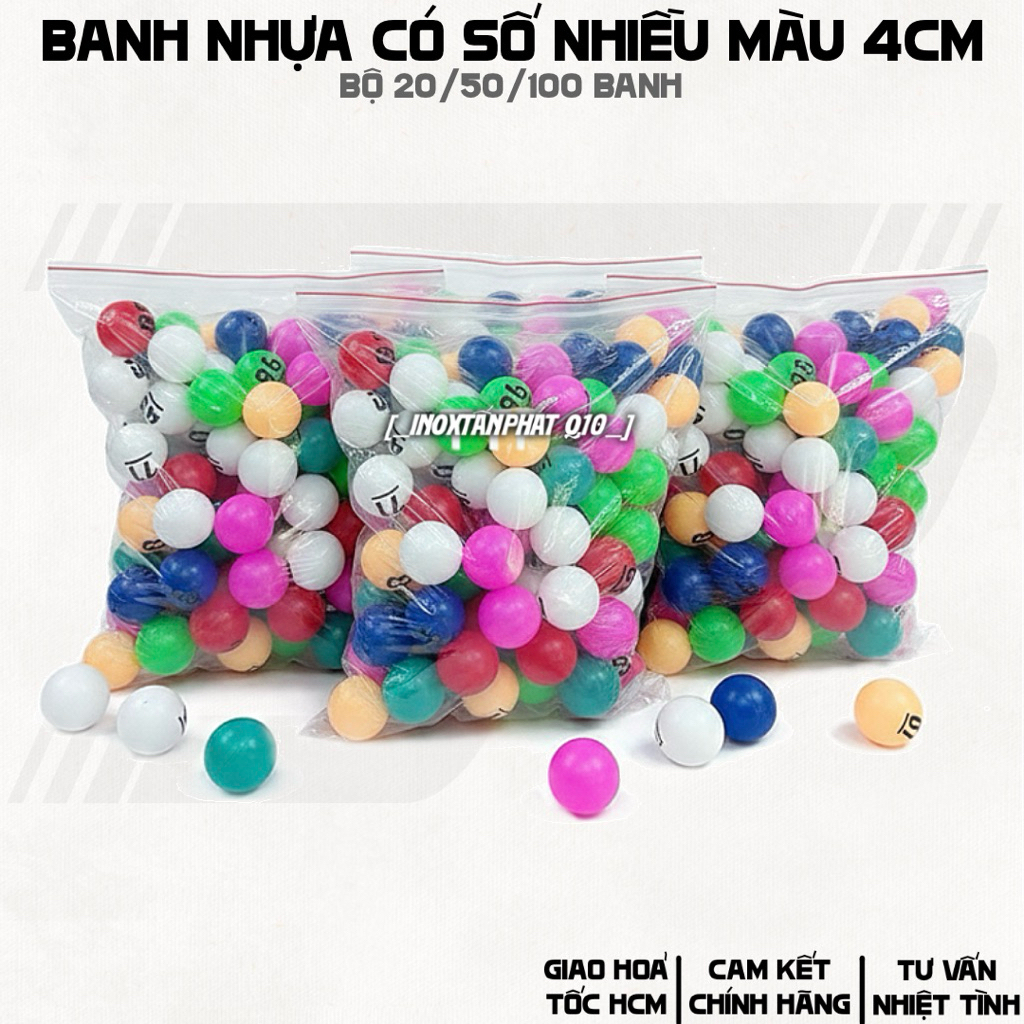 Banh / Bóng Nhựa Có Số (4cm) Nhiều Màu - Bộ 20/50/100 Banh
