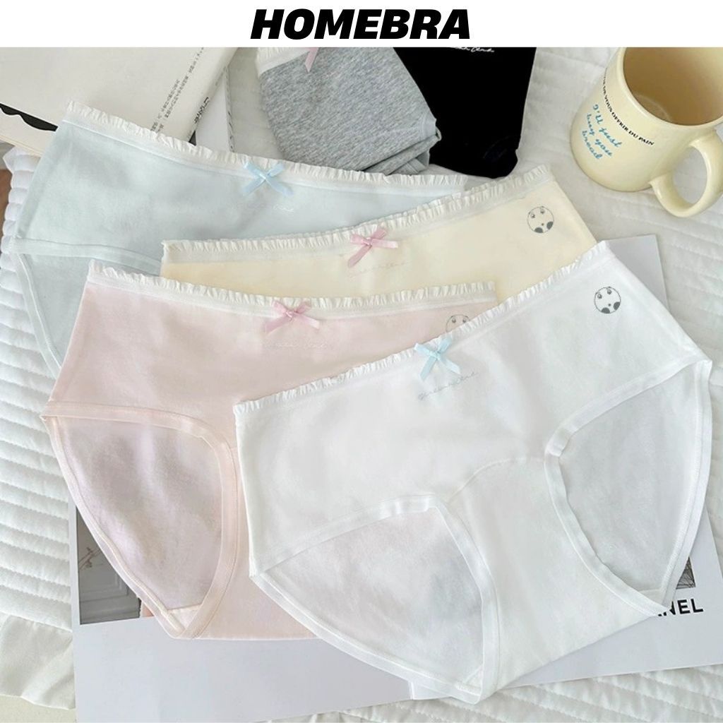 Quần lót nữ cotton cao cấp viền ren xinh xắn  Quần chíp cạp vừa sexy đáy may 2 lớp kháng khuẩn L4119
