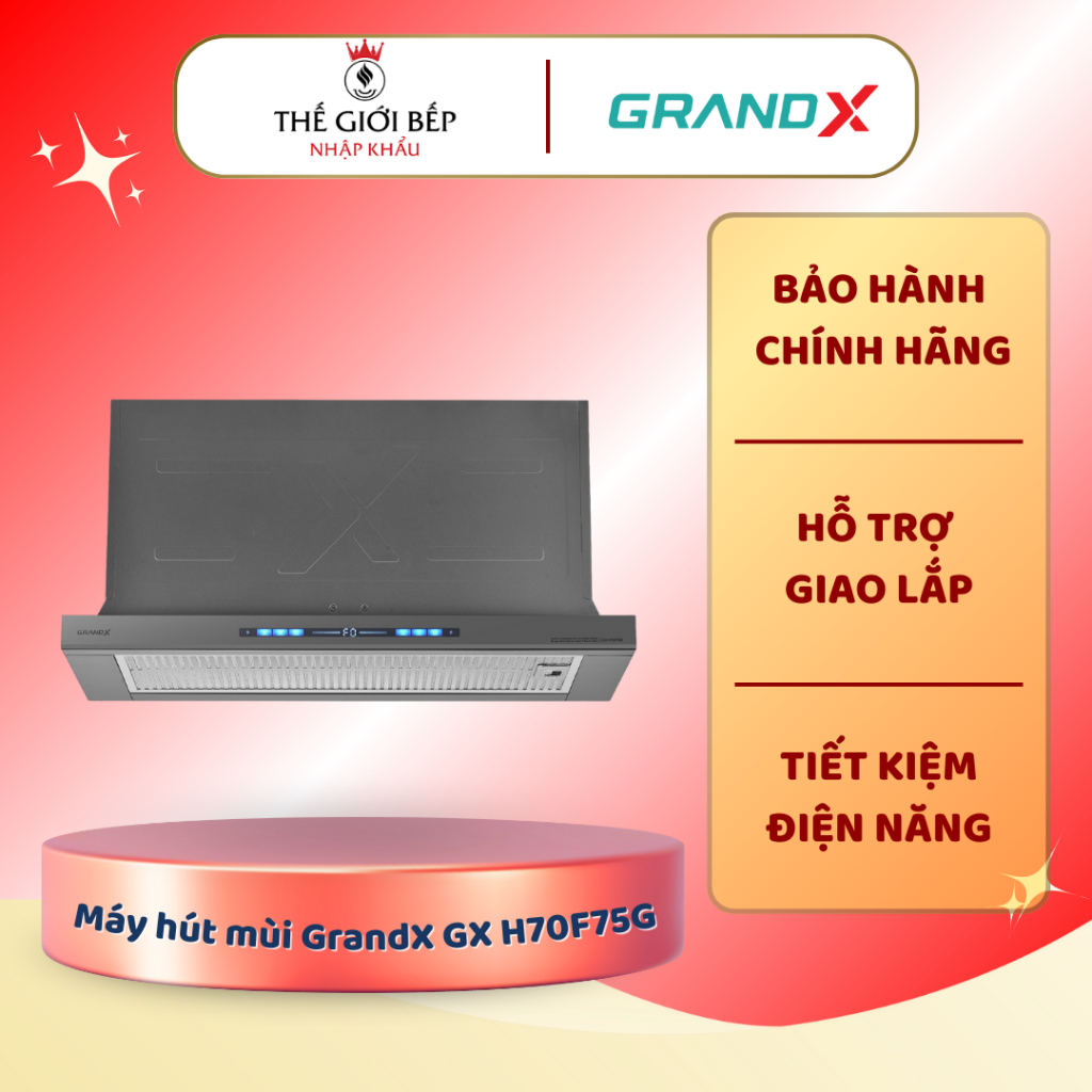 Máy hút mùi âm tủ GrandX GX H70F75G (GX H70F75SG) - Thiết Kế Sang Trọng, Vệ Sinh Dễ Dàng