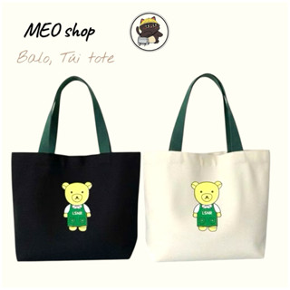 túi tote đeo vai đi làm, túi bỉm sữa đựng đồ cho bé, túi tote vải bố chống nước tote gấu