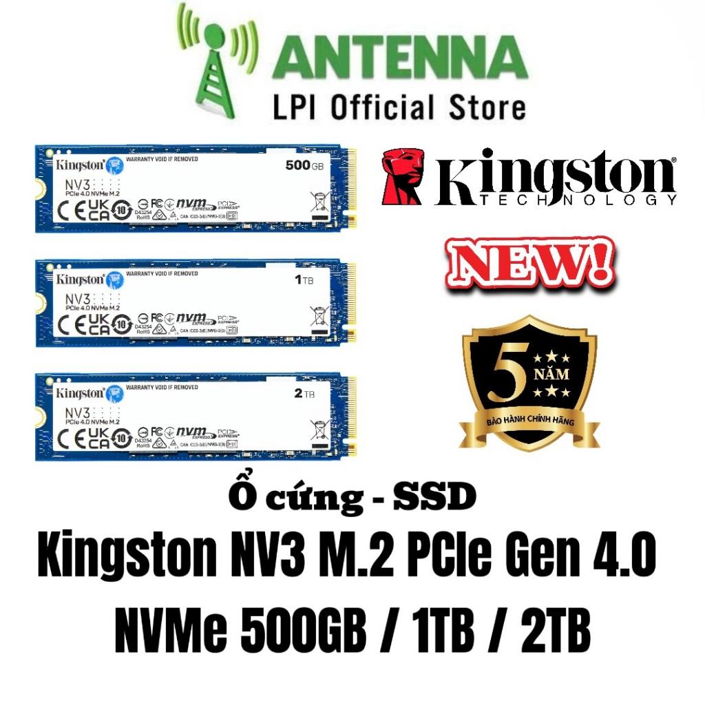 Ổ cứng SSD Kingston 500GB / 1TB / 2TB NV3 M.2 PCIe Gen 4.0 NVMe / Chính hãng bảo hành 60 tháng
