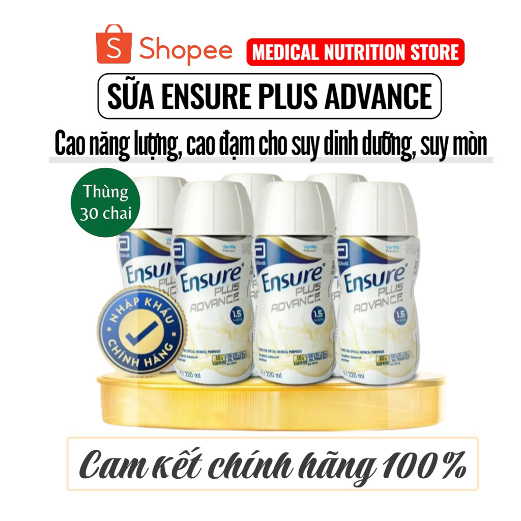 [CHÍNH HÃNG-DATE MỚI-HOẢ TỐC] Thùng 30 chai sữa Ensure Plus Advance cao năng lượng, cao đạm