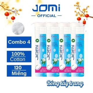  Combo 4 Túi Bông tẩy trang Jomi 120 miếng  100% cotton 