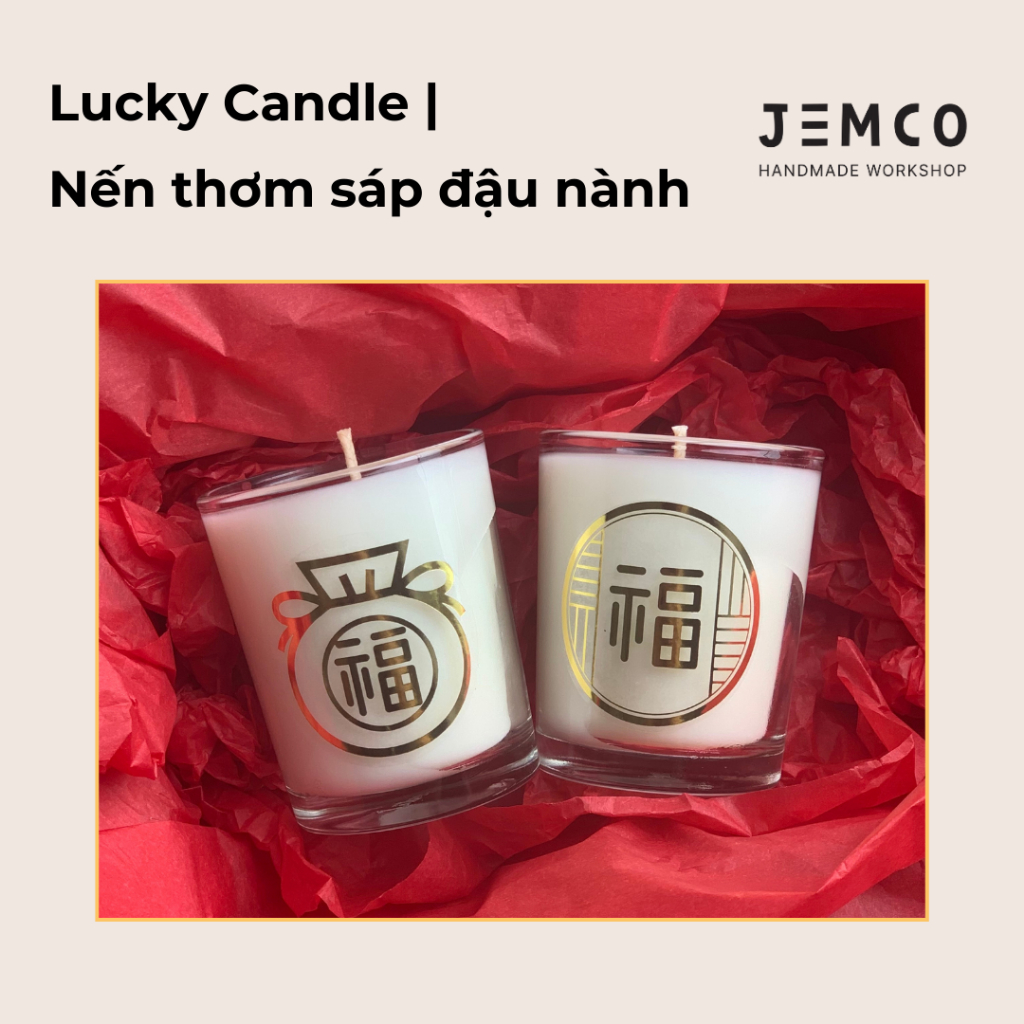 (C03) Nến Thơm Handmade Chúc Tết Chữ "Phúc" _ Lucky Soy Candle 60g