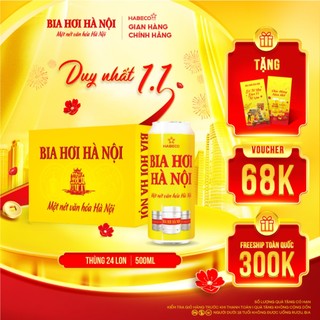  Bia Hơi Hà Nội - Nồng độ cồn 4,1% - Thùng 24 lon 500ml lon 