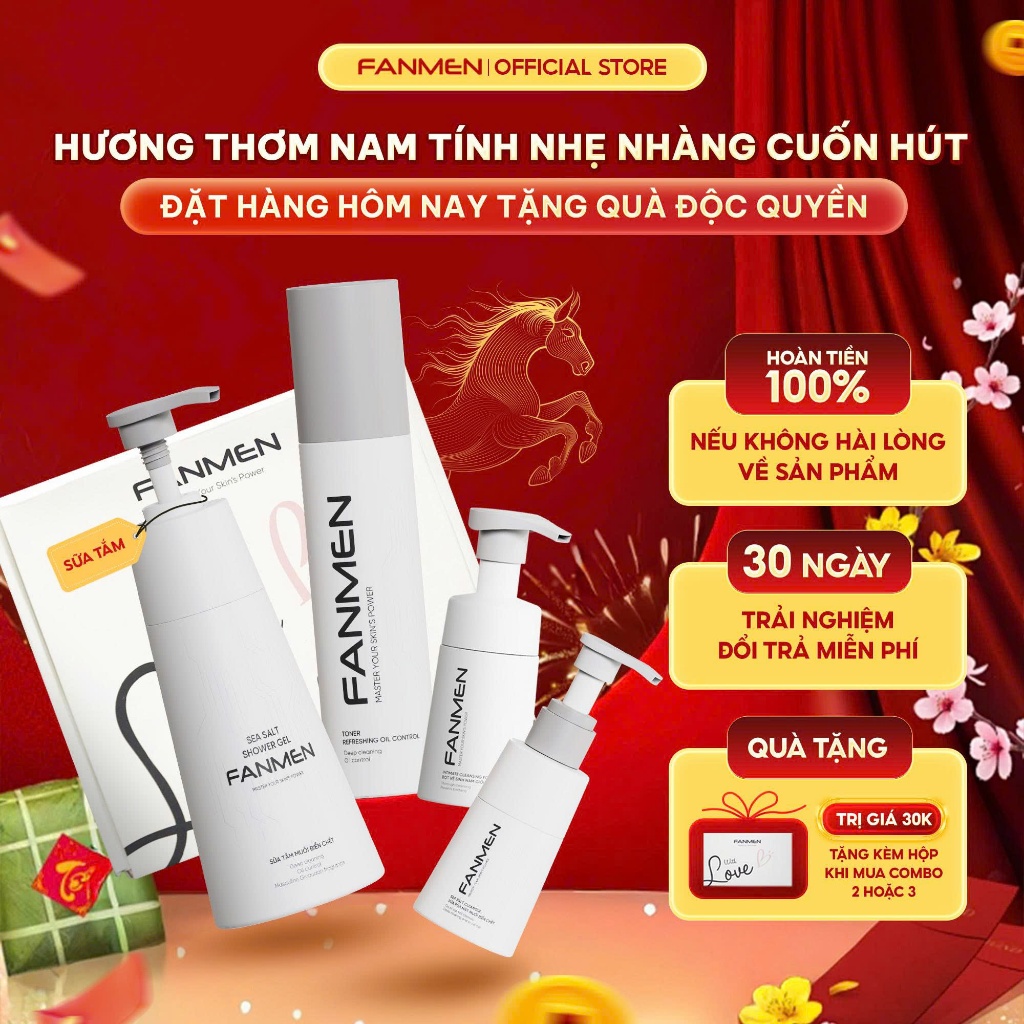 [COMBO QUÀ TẶNG CHO NAM] Trọn Bộ Sản Phẩm Chăm Sóc Da Và Vệ Sinh Nam Sữa Rửa Mặt Sữa Tắm Toner Và Bọ