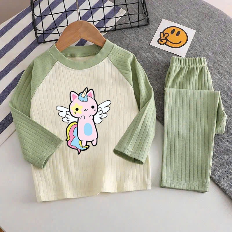 🌸 ĐỒ BỘ BÉ GÁI DÀI TAY GÂN MỀM MỊN – HÌNH DỄ THƯƠNG 🌸 DG368