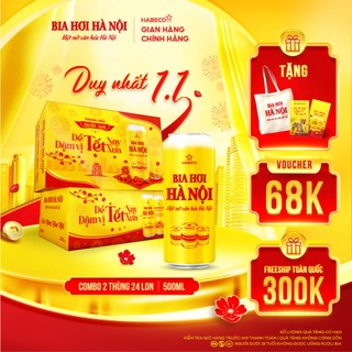  COMBO 2 Thùng 24 lon Bia Hơi Hà Nội – HABECO  500ml lon  - Phiên bản Tết 2026 
