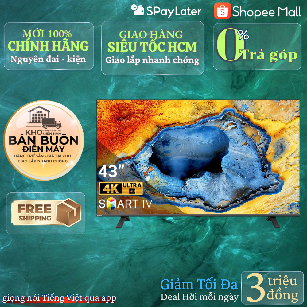 📺 Smart Tivi Toshiba 43E330NP – 43 inch, 4K UHD, Âm Thanh DTS Virtual:X, Hệ Điều Hành VIDAA U