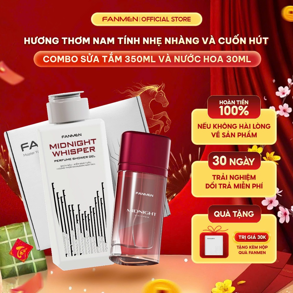 Combo Sữa tắm hương nước hoa Fanmen 350ml và Nước hoa Fanmen hương thơm nam tính quyến rũ 30ml - Tặn