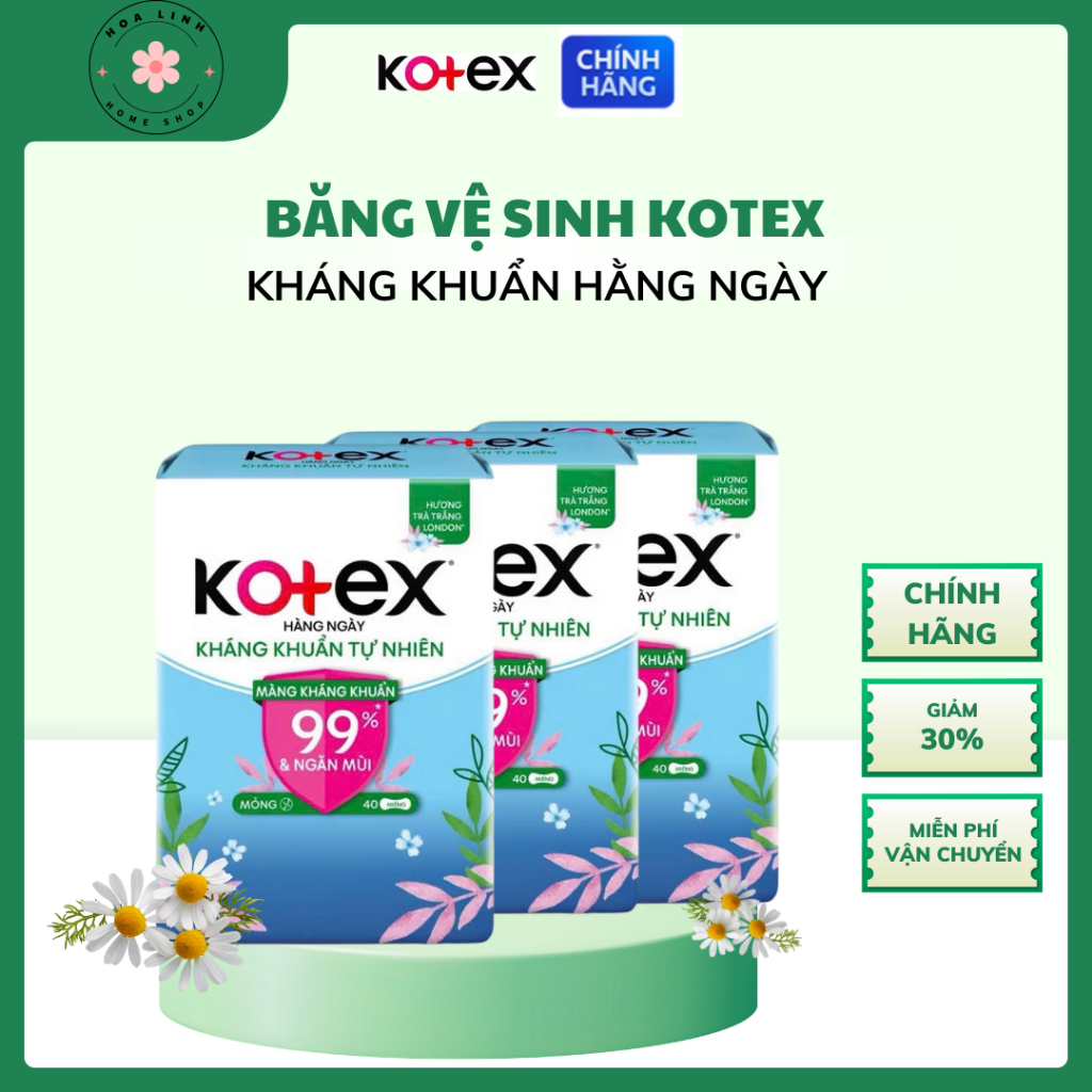 BVS Kotex Hằng ngày 40 miếng Kháng Khuẩn/ Maxcool tự nhiên Hoalinh-homeShop
