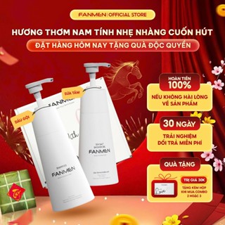   COMBO BẢNH BAO  Dầu gội nam hỗ trợ ngăn ngừa gàu nhờn mượt tóc và Sữa tắm muối biển chết hương thơm nam tính Fanmen 