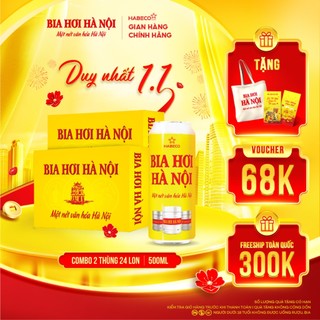  Bia Hơi Hà Nội - Nồng độ cồn 4,1% - COMBO 2 Thùng 24 lon 500ml lon 