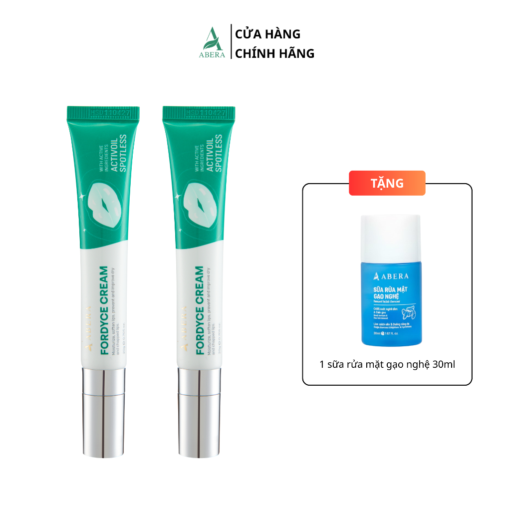 Combo 2 Kem Mụn Môi Abera 20g – Liệu Trình Giảm Hạt Fordyce, Giảm Sần Và Thâm Môi, Tiết Kiệm Hơn