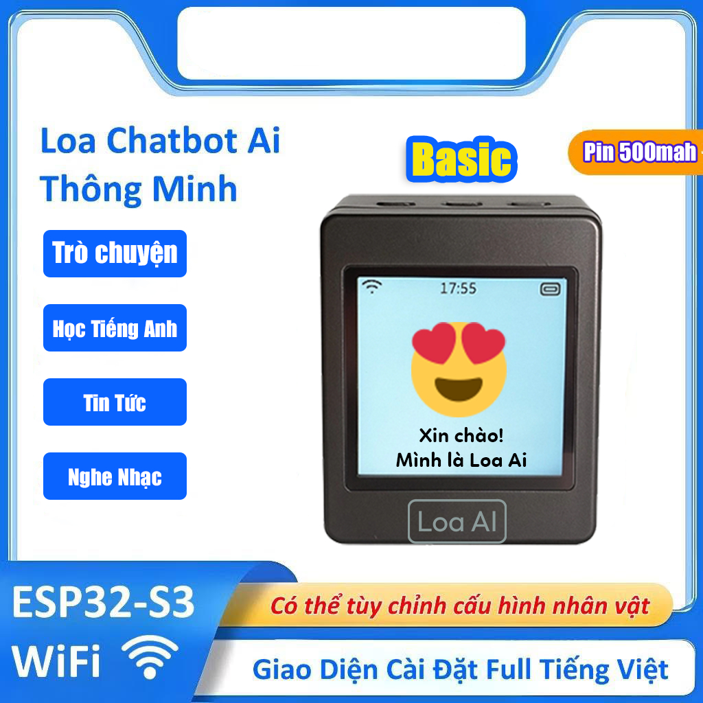 Xiaozhi Loa Ai Vuông - Robot Ai - Chatbot tiếng việt - ESP32 S3