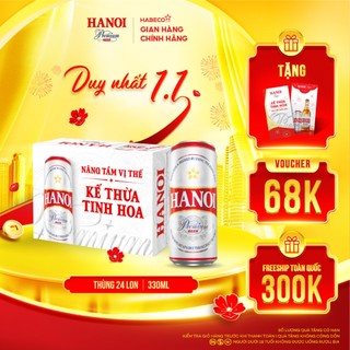  Bia Hanoi Premium - Nồng độ cồn 4,9% - Thùng 24 lon 330ml lon 