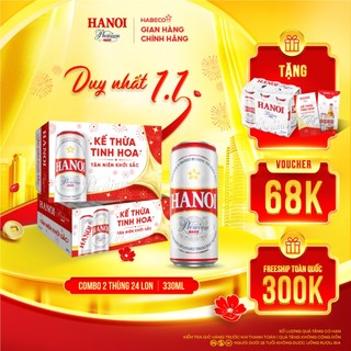  Bia Hanoi Premium - Nồng độ cồn 4,9% - Combo 2 Thùng 24 lon 330ml lon phiên bản Tết 2026 