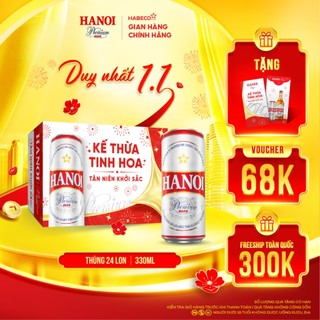  Bia Hanoi Premium - Nồng độ cồn 4,9% - Thùng 24 lon 330ml lon phiên bản Tết 2026 