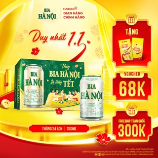  Bia Hà Nội Nhãn xanh - Nồng độ cồn 4,3% - Thùng 24 lon 330ml lon phiên bản Tết 2026 