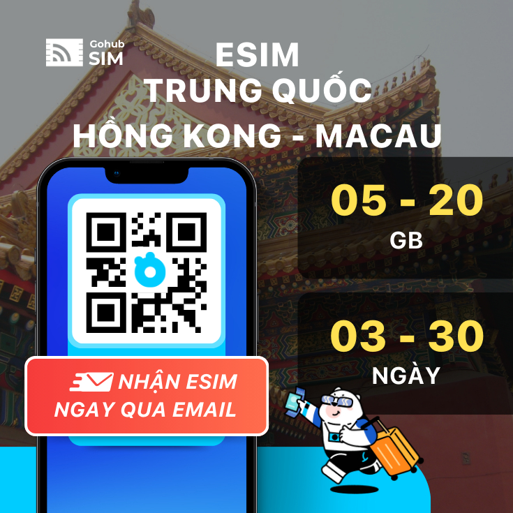 eSIM Trung Quốc, Hồng Kong và Macau 4G - Gói cố định (03 - 30 ngày) - Gohub gửi eSIM qua email
