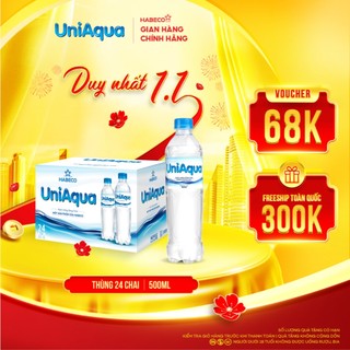  Thùng 24 chai nước uống đóng chai UniAqua - HABECO  500ml chai  