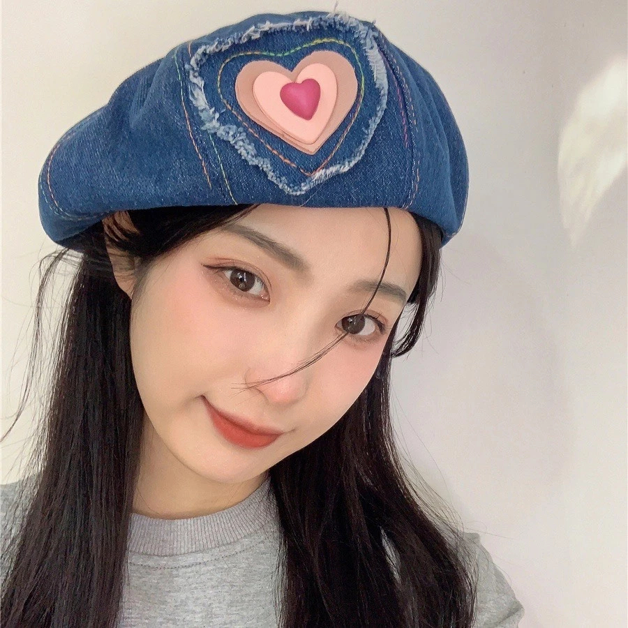 [Peinn] Mũ nón hoạ tiết hình trái tim hồng mũ nồi beret 2023 - Bự Store