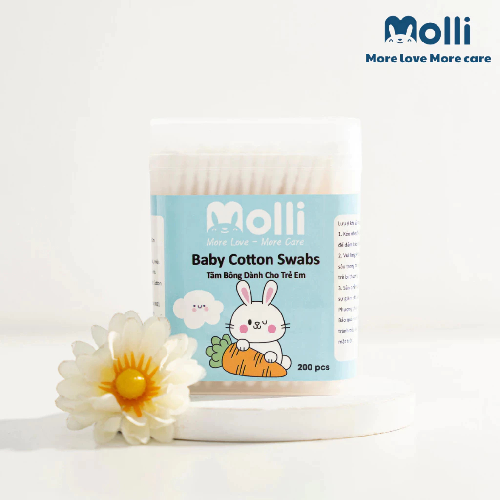 Tăm Bông Molli Cho Bé Sơ Sinh, Tăm Bông Đa Năng Cho Bé Molli Hai Đẩu Soắn