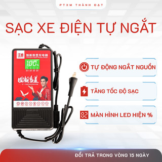 Sạc Xe Điện Xe Máy Điện 48V 60V 72V 84V Tự Ngắt Khi Đầy Vỏ ABS Chống Cháy Đèn Báo % 4 Bình 5 Bình 6 Bình 7 Bình Nhỏ To
