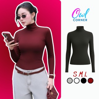  Áo Thun TAY DÀI CỔ LỌ Dáng Dài Kiểu Trơn DD136 Áo Thun Nữ Cổ Cao Chất BORIP LỤA OWL CORNER 
