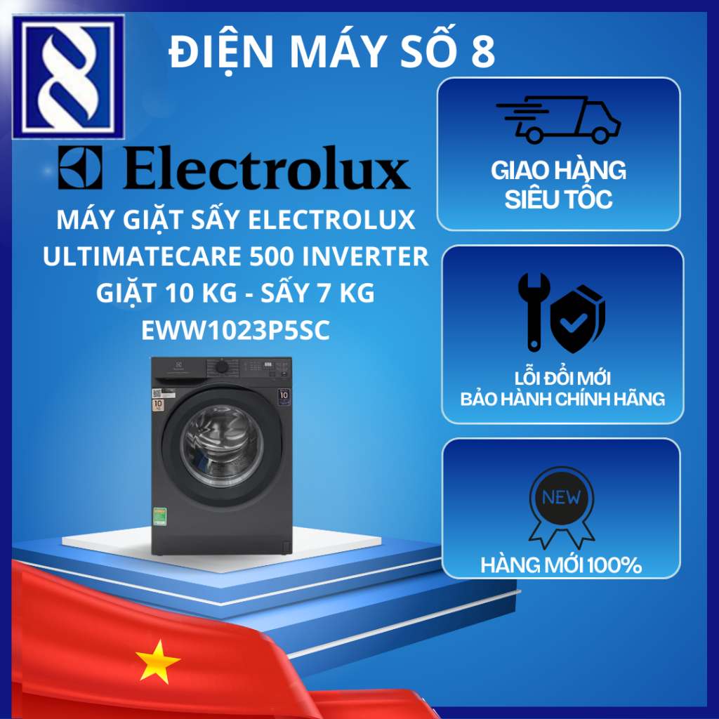 Điện Máy Số 8 | EWW1023 | Máy giặt sấy Electrolux UltimateCare 500 Inverter giặt 10 kg - sấy 7 kg EW