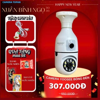 Camera wifi Yoosee HK212 bóng đèn hai mắt 1080P, xem đêm có màu, đàm thoại hai chiều, xoay 360 độ.