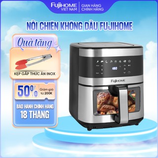 Nồi chiên không dầu 10L mặt kính chịu nhiệt 1800W Nhập Khẩu Fujihome, Nồi chiên điện tử 10 Lít chống dính cao cấp