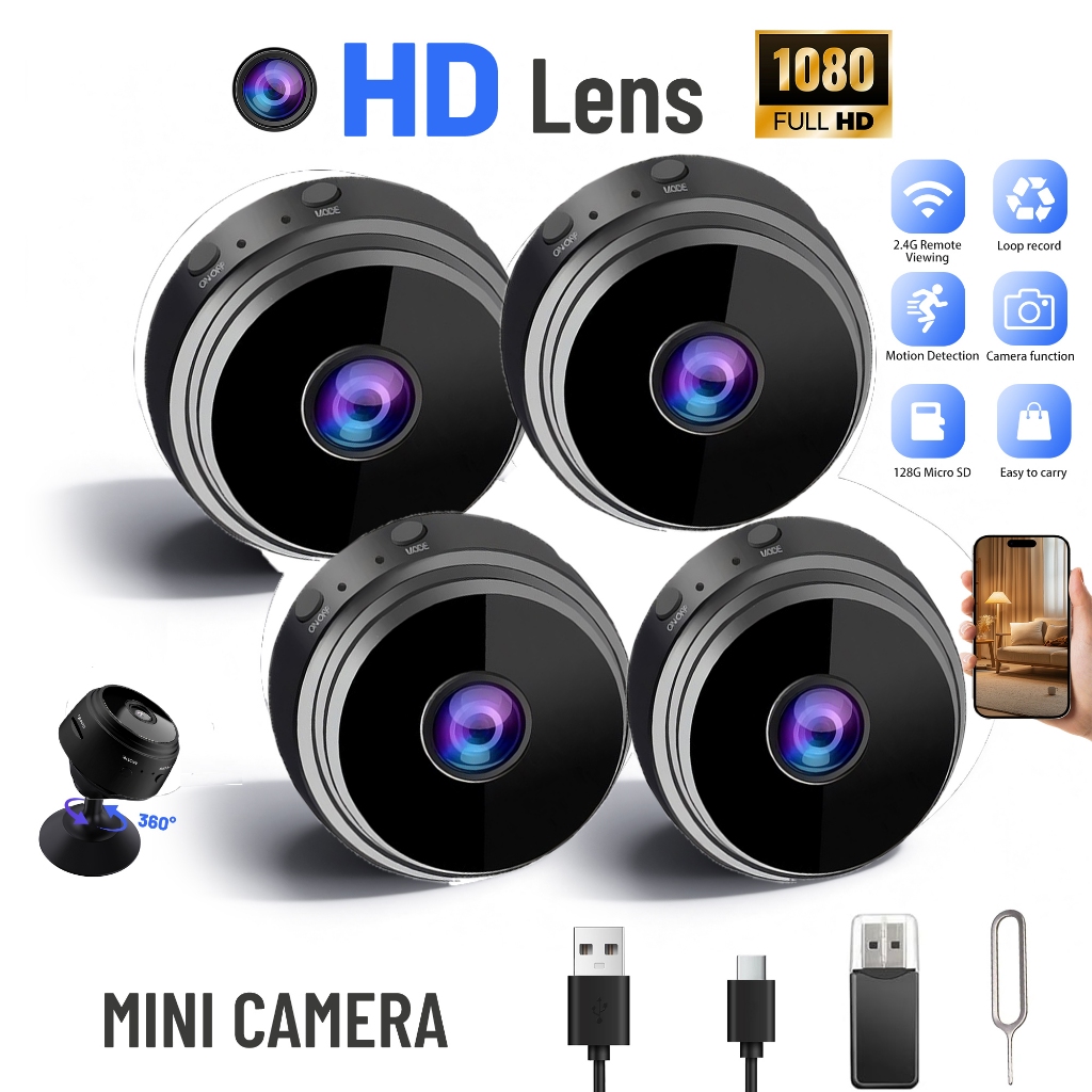 Camera WiFi Mini 1080P Giám sát không dây Bảo vệ an ninh từ xa thông Ghi Hình, Thời Lượng Pin 1 Giờ